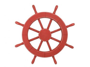 Rustic Red Decorative Ship Wheel 18""