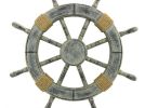 Rustic Whitewashed Decorative Ship Wheel 18""