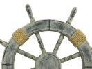 Rustic Whitewashed Decorative Ship Wheel 18""
