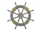 Rustic Whitewashed Decorative Ship Wheel 18""