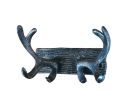 Rustic Silver Cast Iron Antler Double Hook 8""