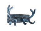 Rustic Silver Cast Iron Antler Double Hook 8""