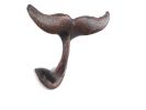 Rustic Copper Cast Iron Decorative Whale Tail Hook 5""