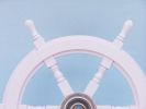 Deluxe Class White Wood and Chrome Ship Decorative Steering Wheel 24""