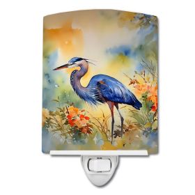 NEW Blue Heron Ceramic Night Light Compact, UL-Certified, Ideal for Bedroom, Bathroom, Nursery, Hallway, Kitchen, 6x4x3, Multicolor (Default: Default)